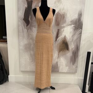 Torn by Ronny Kobo Beige Knit Maxi Dress